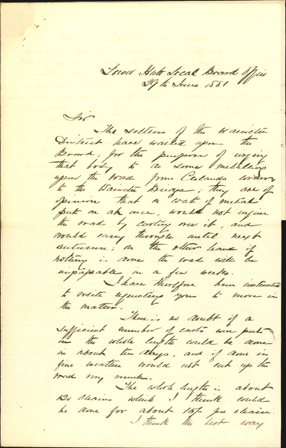 City Surveyor, urgent regarding installing the Wainuiomata Road