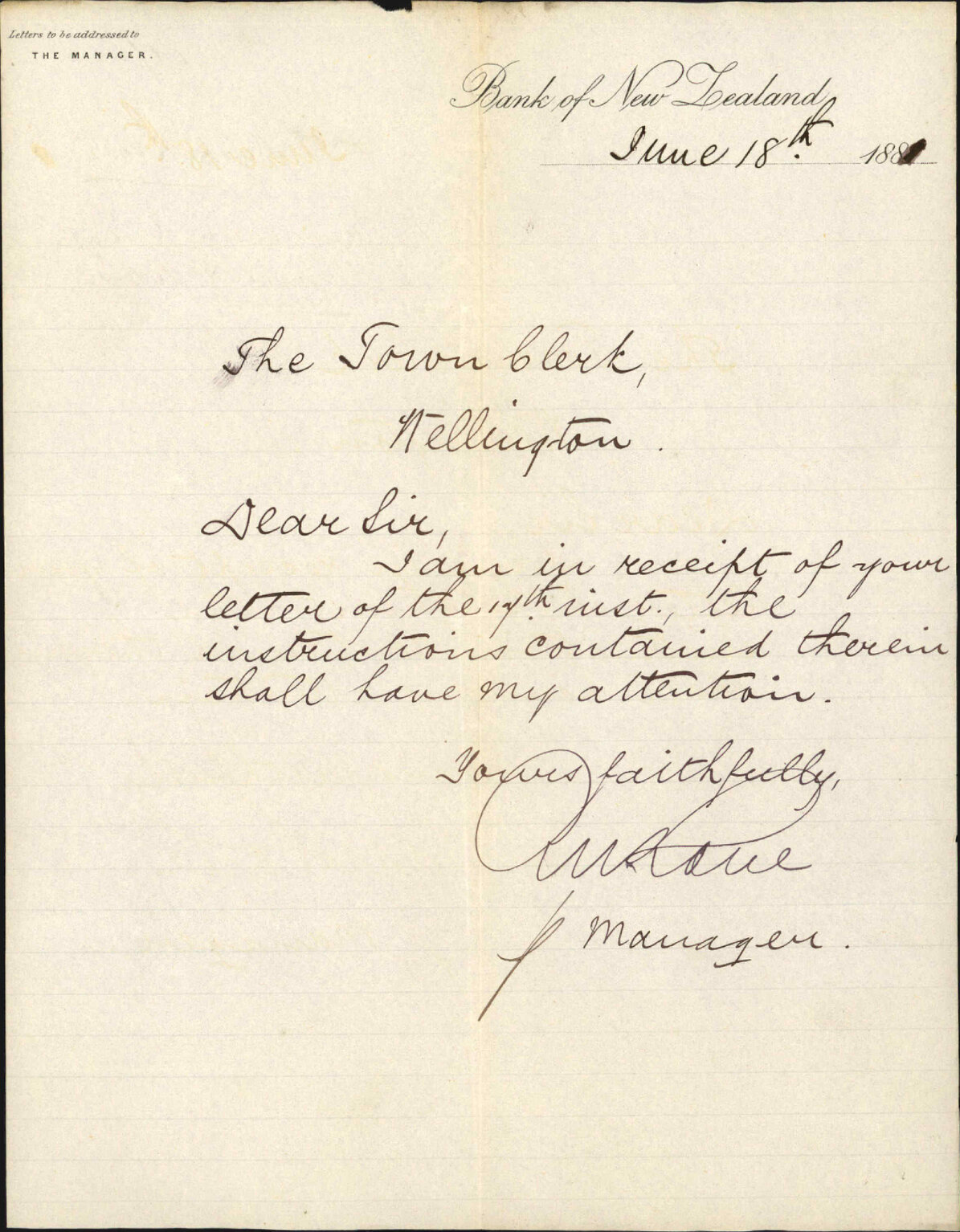 Bank of New Zealand, regarding remittance to England for payment of interest
