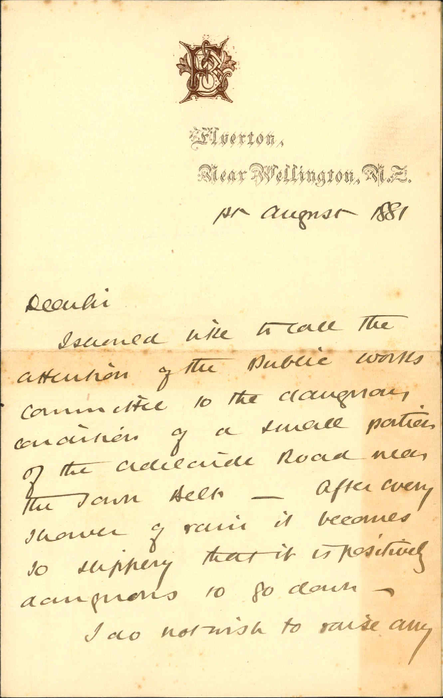 W B Edwards, complaint regarding state of Adelaide Road
