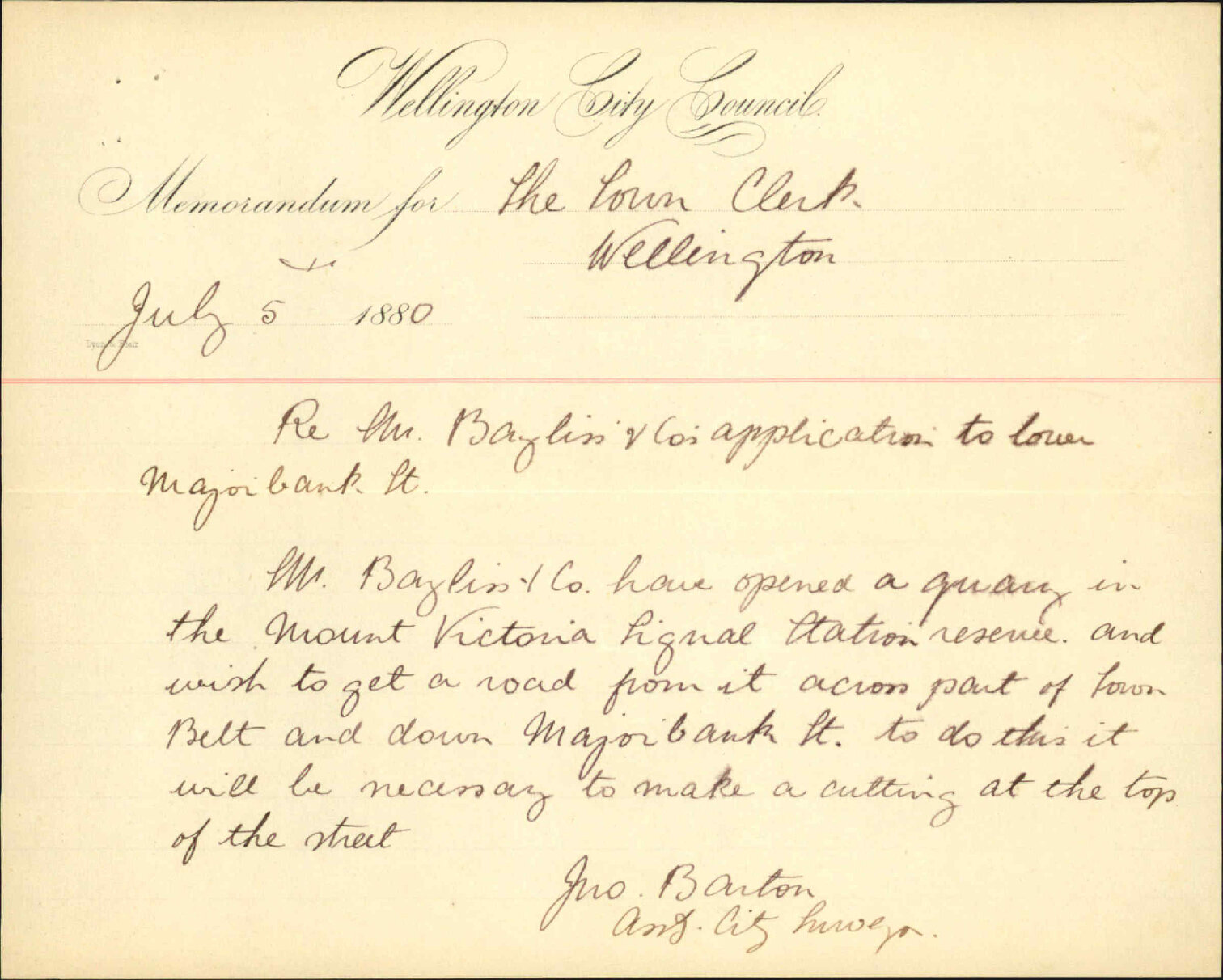 City Surveyor, regarding Mr Baylis's application to lower Majoribanks Street