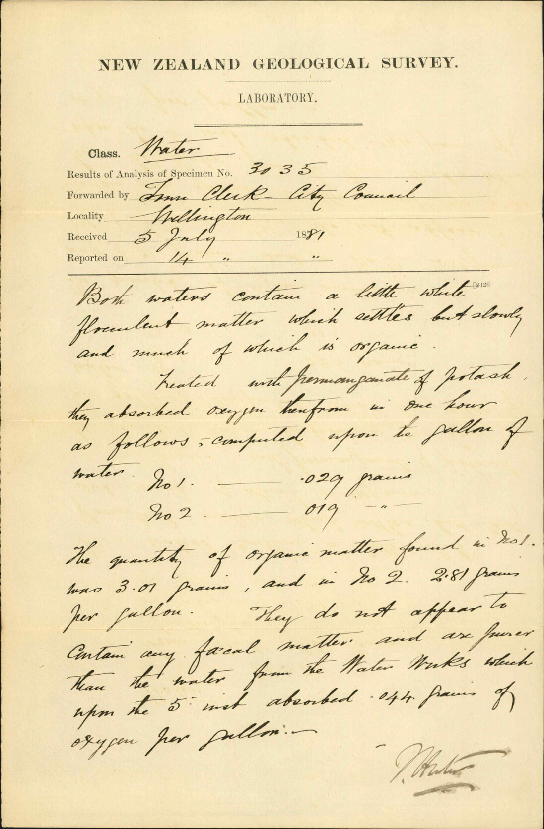 Colonial Museum, analysis of water from night soil depot