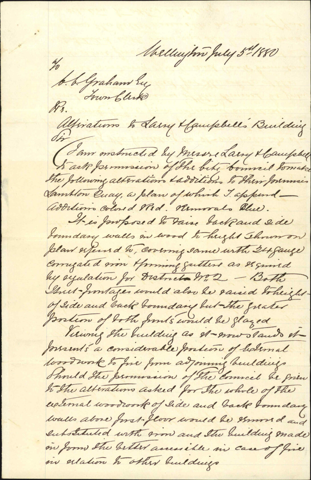 W C Charfield, Laery and Campbell alterations regarding building regulations