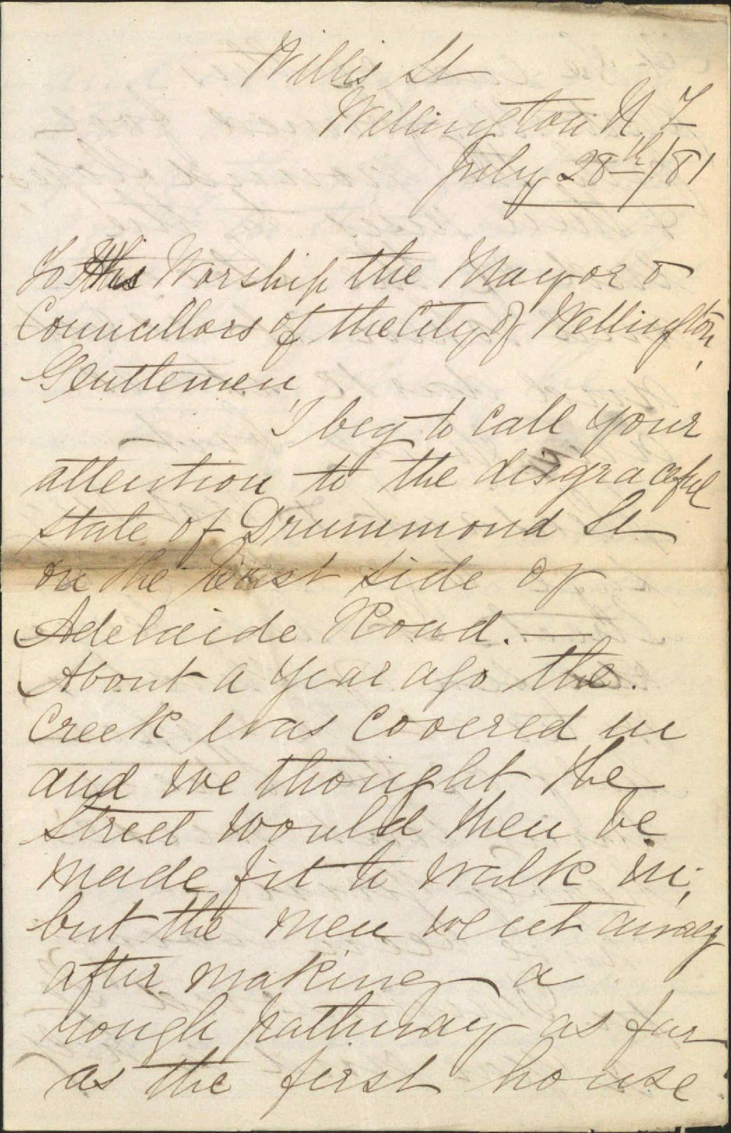 Frank Grady, complaint as to state of Drummond Street