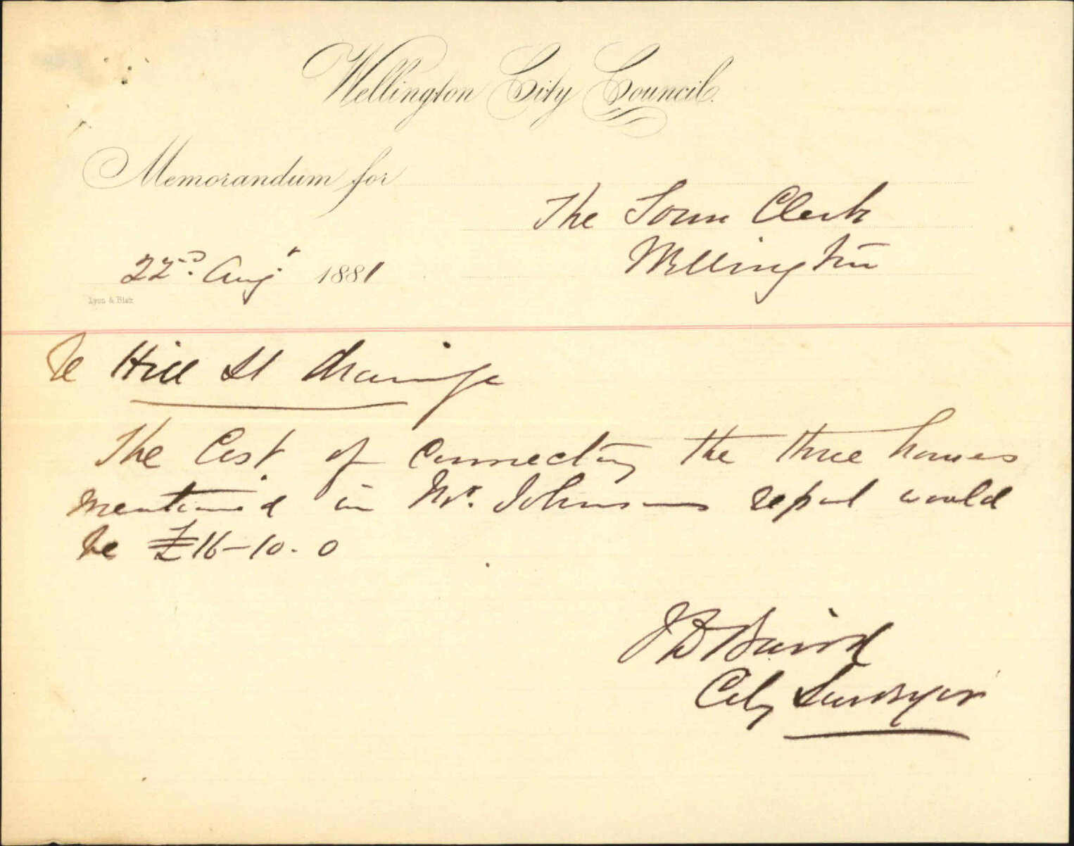 Inspector of Nuisances, regarding defective drainage in Hill Street