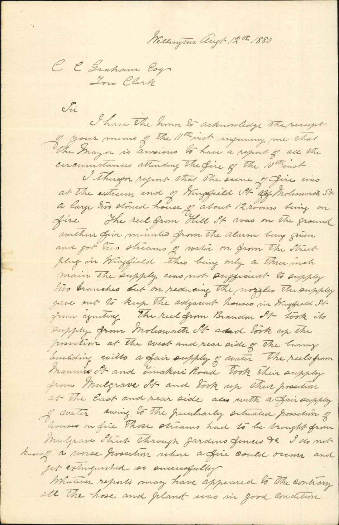 Superintendent Whiteford, report as to late fire