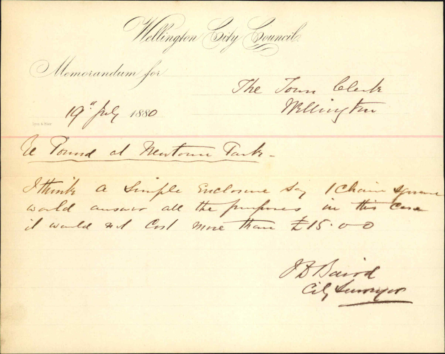 City Surveyor, regarding cost of pound at Newtown Park