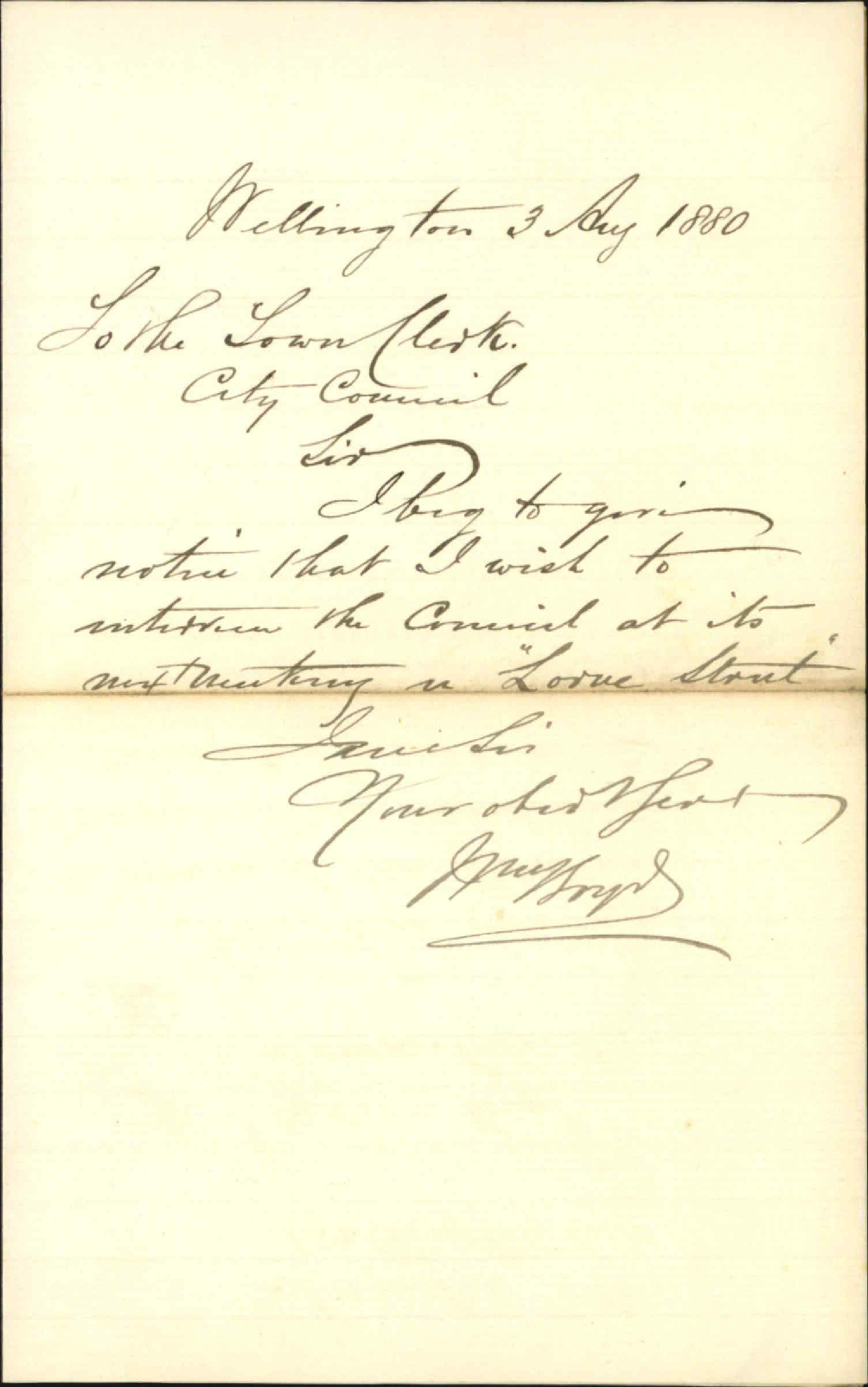 William Boyd, to interview the Council regarding payment for Lorne Street formation