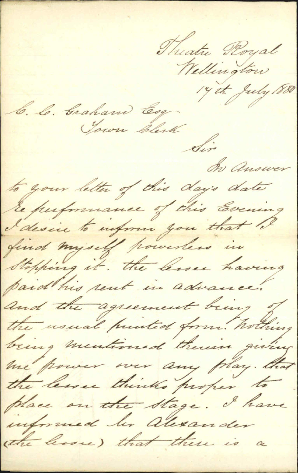 Public Hall Company, regarding performance of the Kelly play