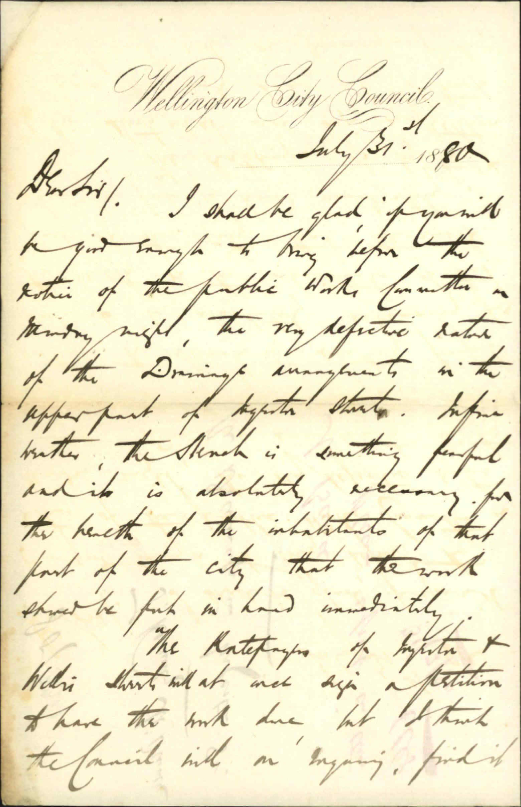 J Kennedy McDonald, regarding drainage in Ingestre Street