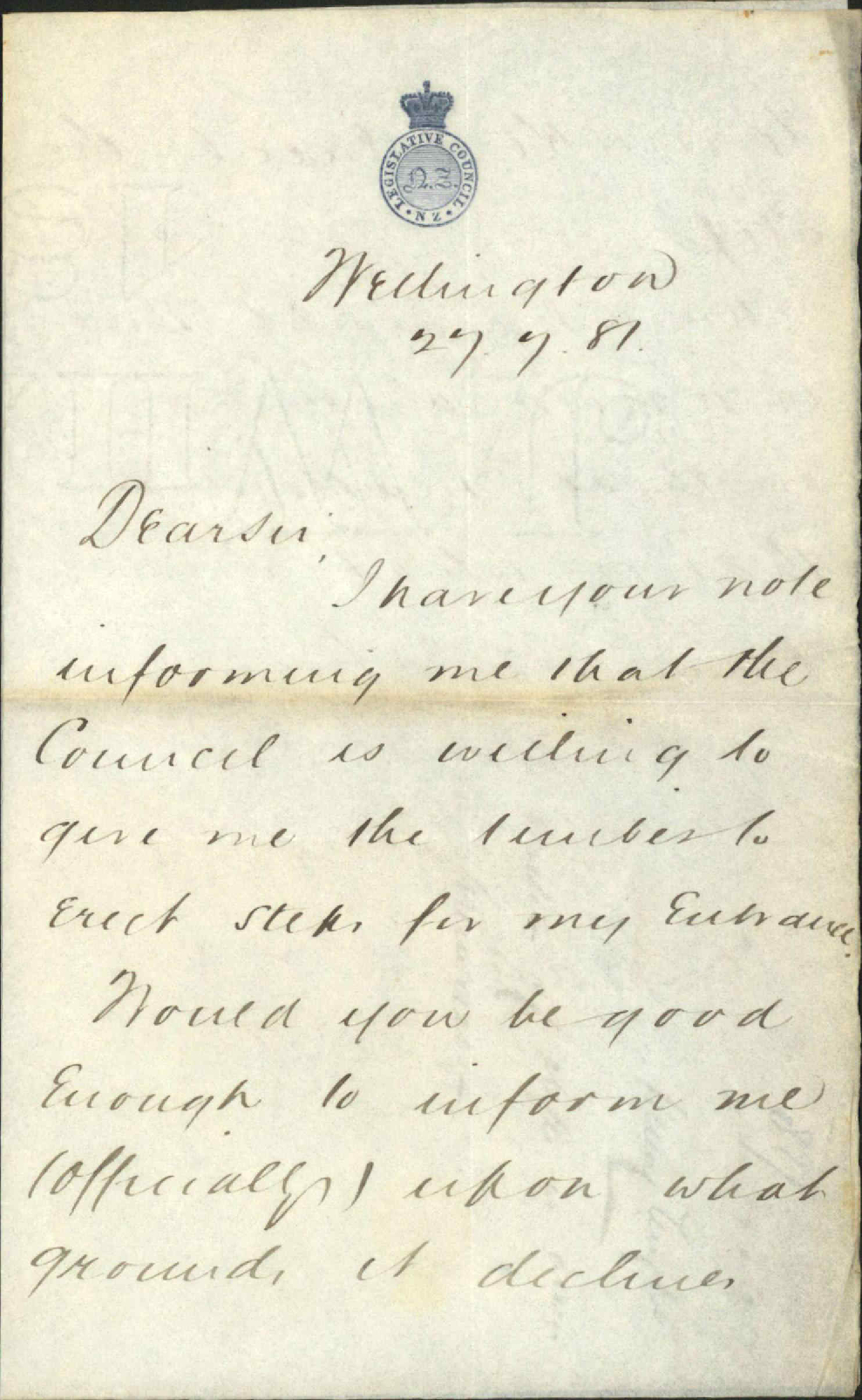Henry Wright, regarding erection of steps as access to premises