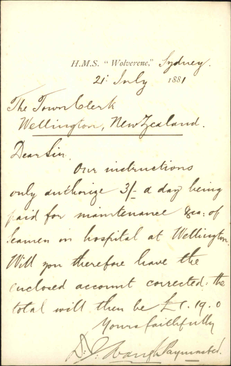 HMS "Wolverene", regarding payment of maintenance of seaman in hospital
