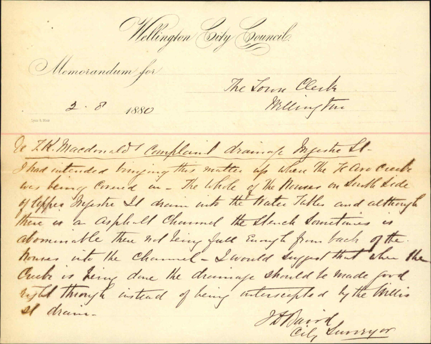 City Surveyor, regarding drainage in Ingestre Street