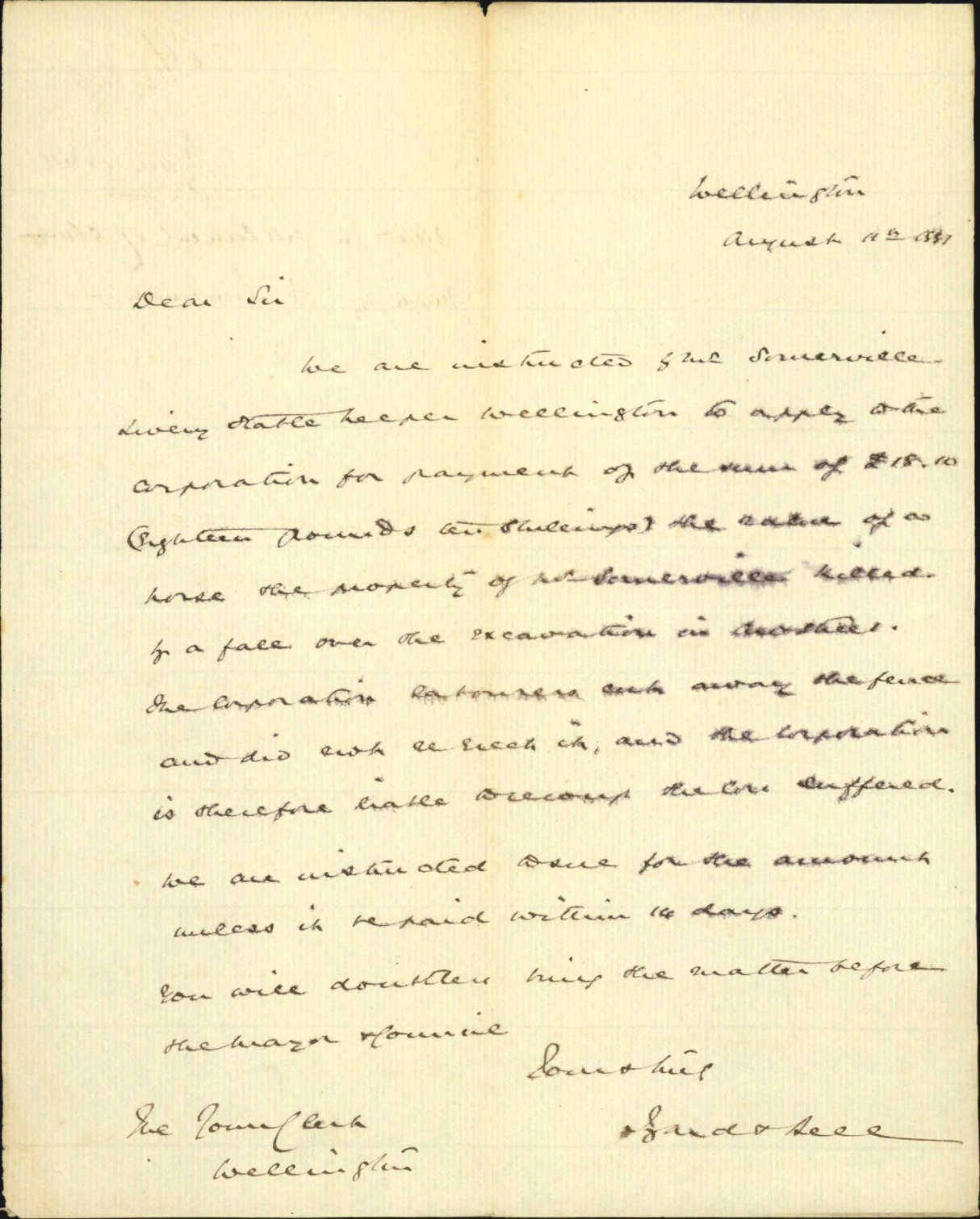 Izard and Bell, application for settlement of claim made by Mr Somerville