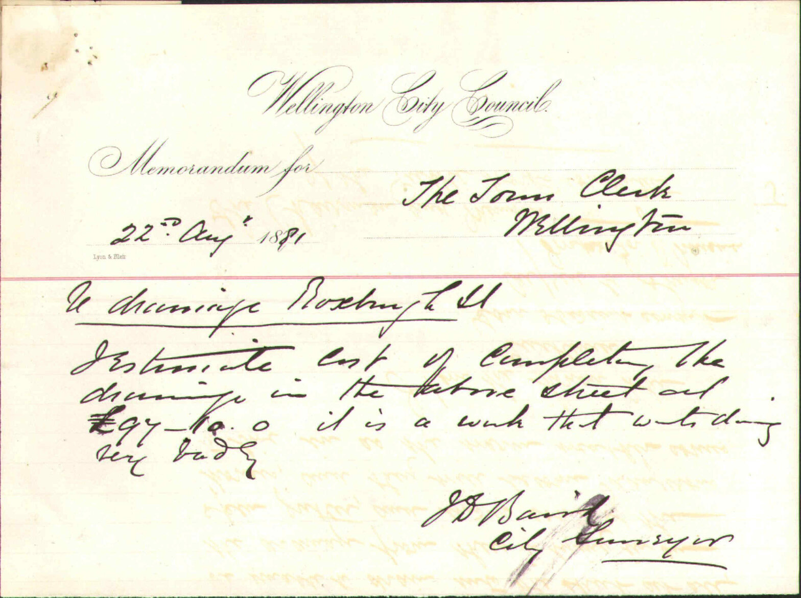 Inspector of Nuisances, regarding defective drainage on Roxburgh Street