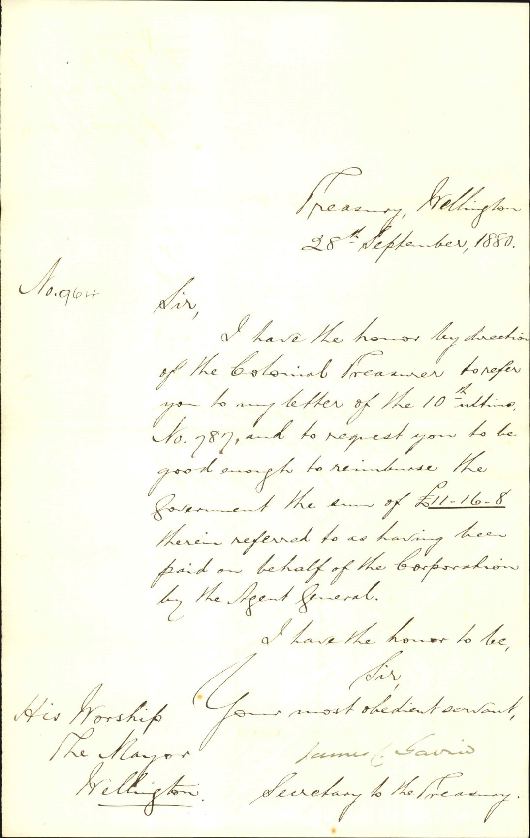 Treasury, as to alleged non-payment of amount due to Treasury
