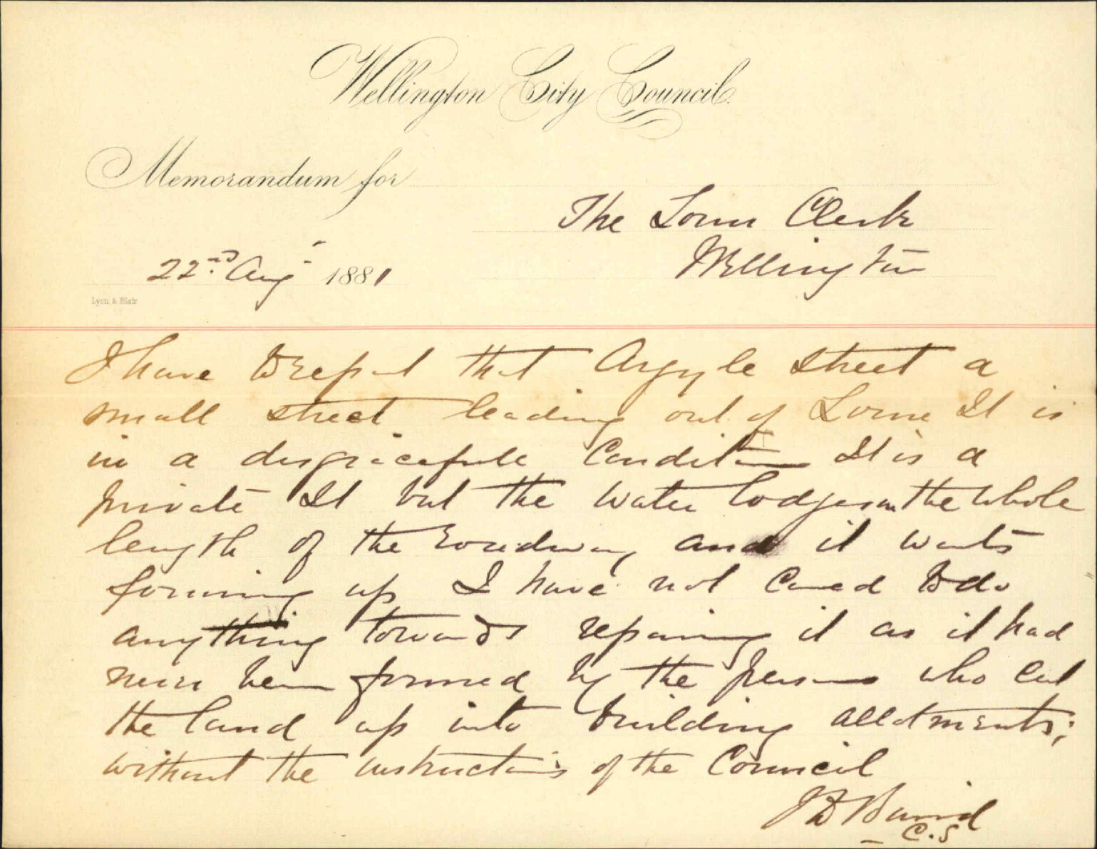 City Surveyor, regarding the present state of Argyle Street