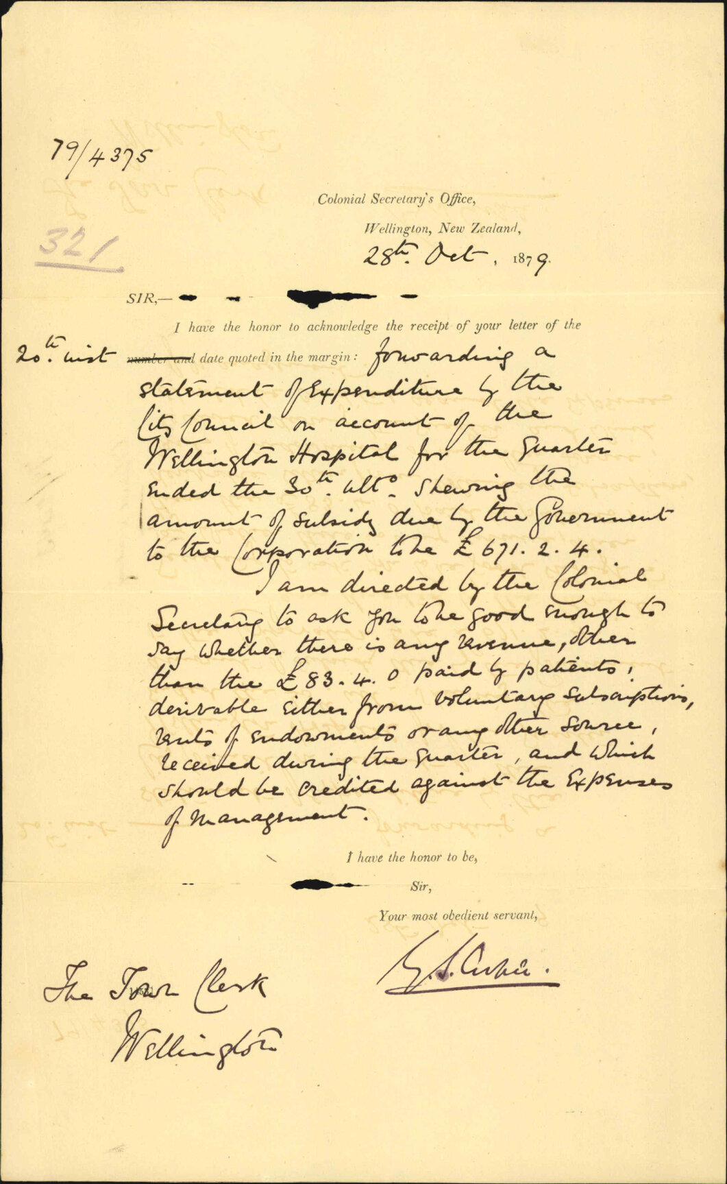 Re receipt of statement of accounts of the Hospital - Colonial Secretary's Office