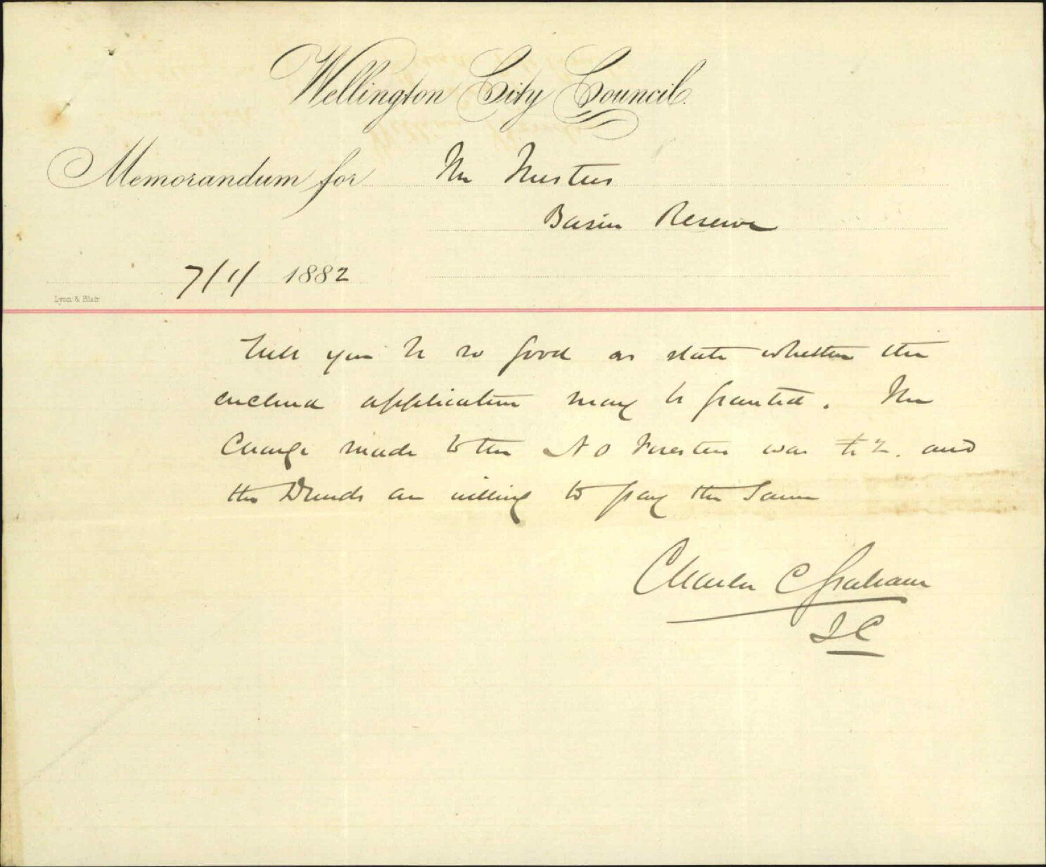 Secretary, Ancient Order of Druids, application for loan of Grand Stand apparatus