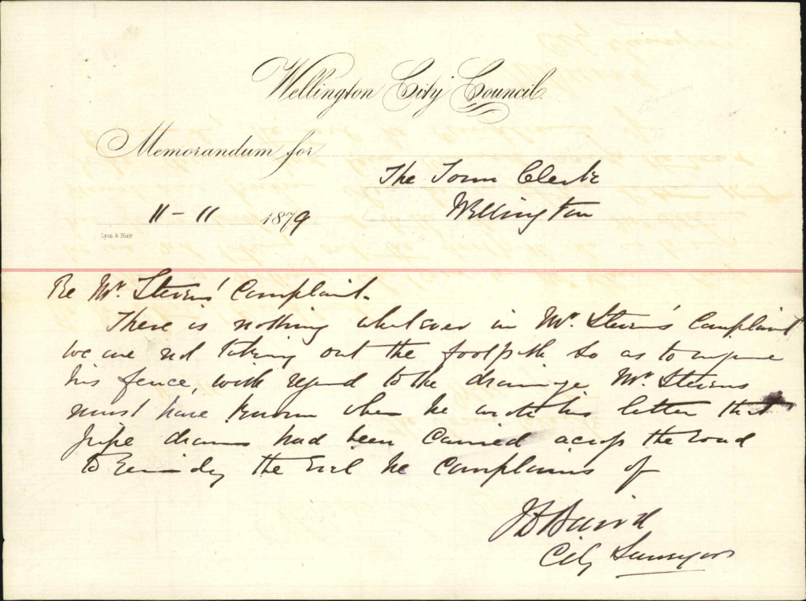City Surveyor, regarding Mr F Stevens complaint as to Oriental Terrace