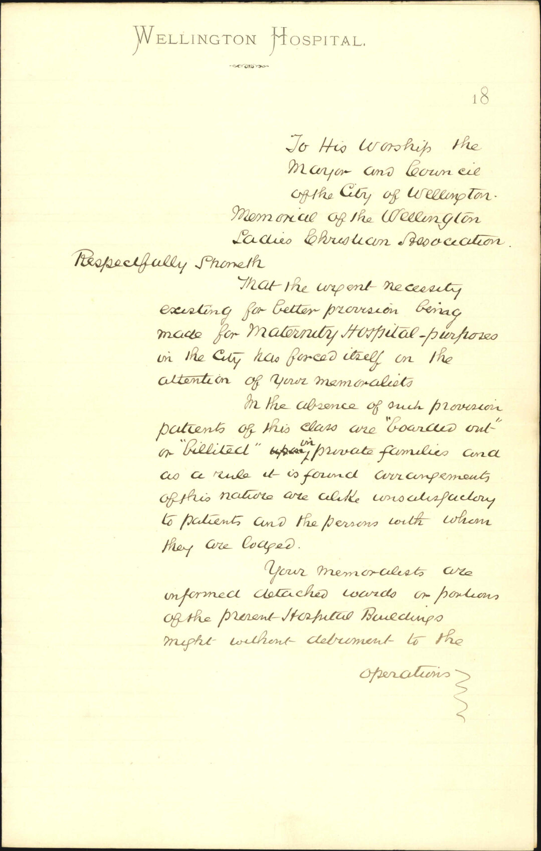 Petition re dying in hospital - Wellington Ladies Christian Association
