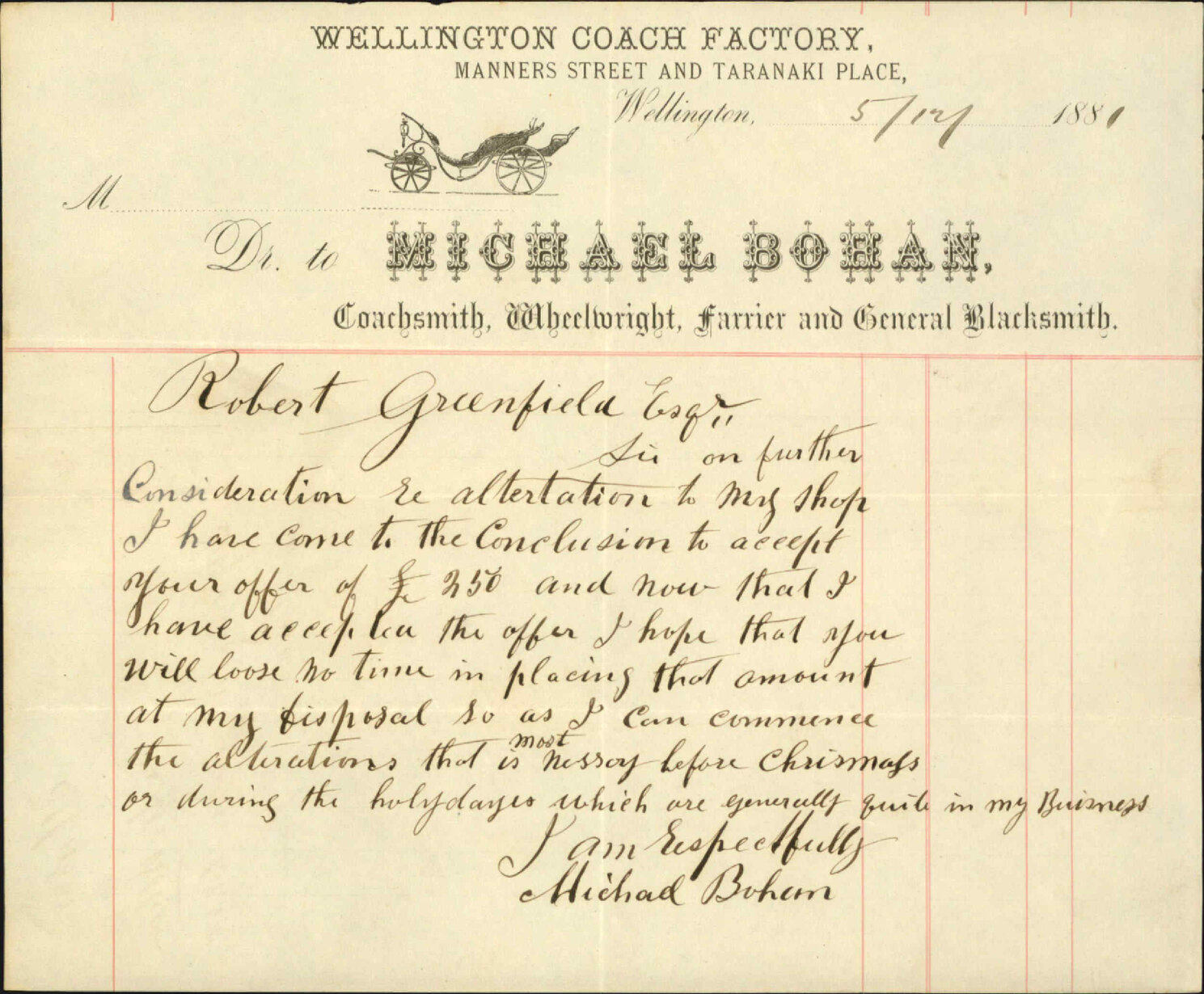 Michael Bohan, agreeing to accept &pound;250 for alteration of premises