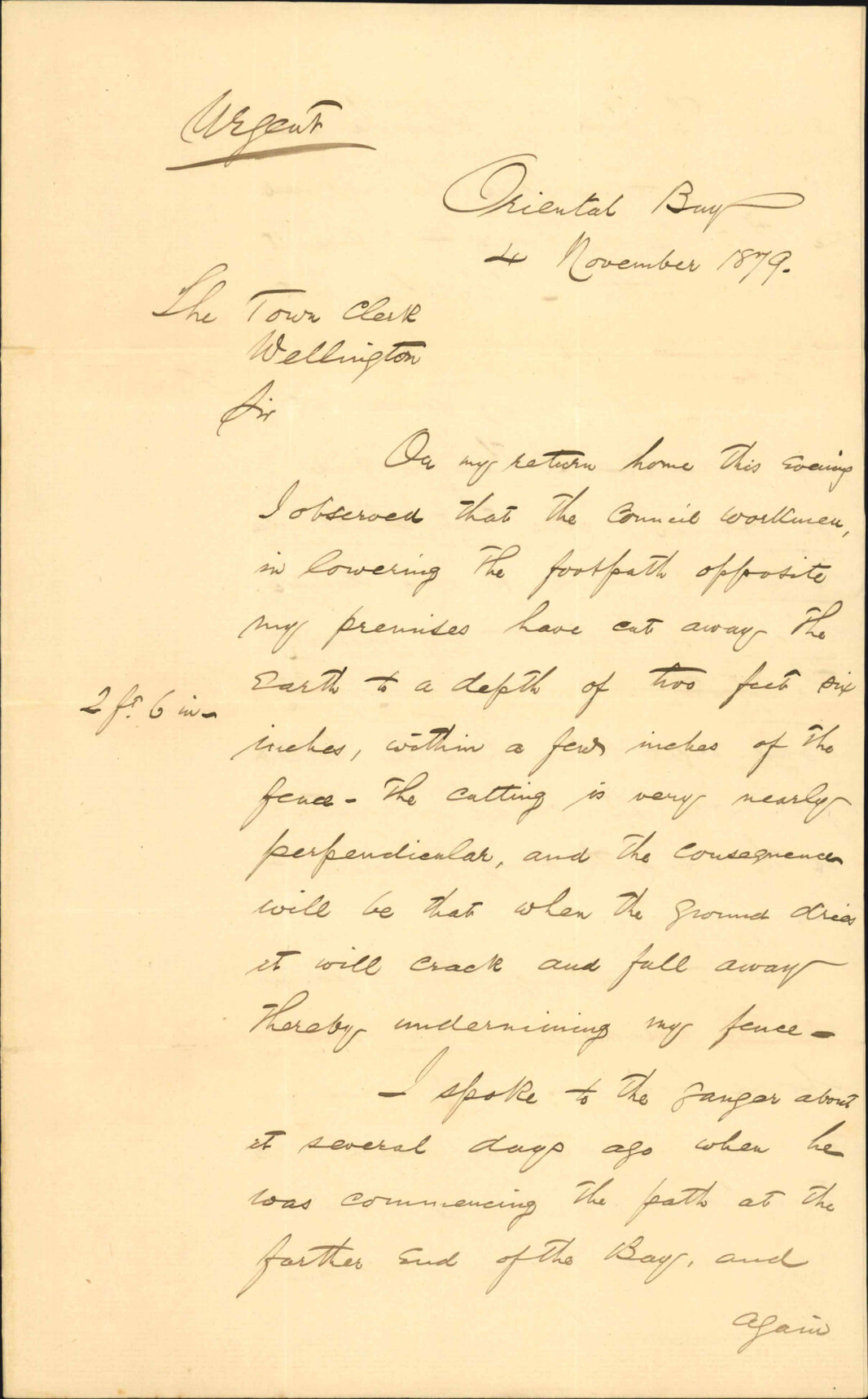 Fran Stevens, complaint as to footpath at Oriental Bay