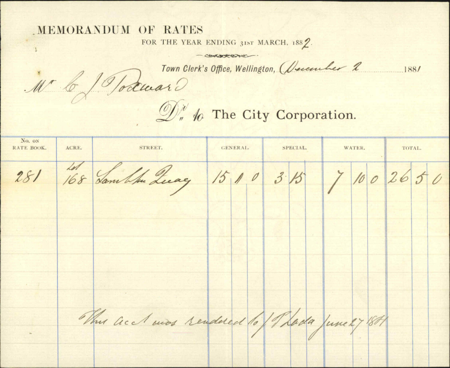 T Radd, regarding rates on St George's Hall