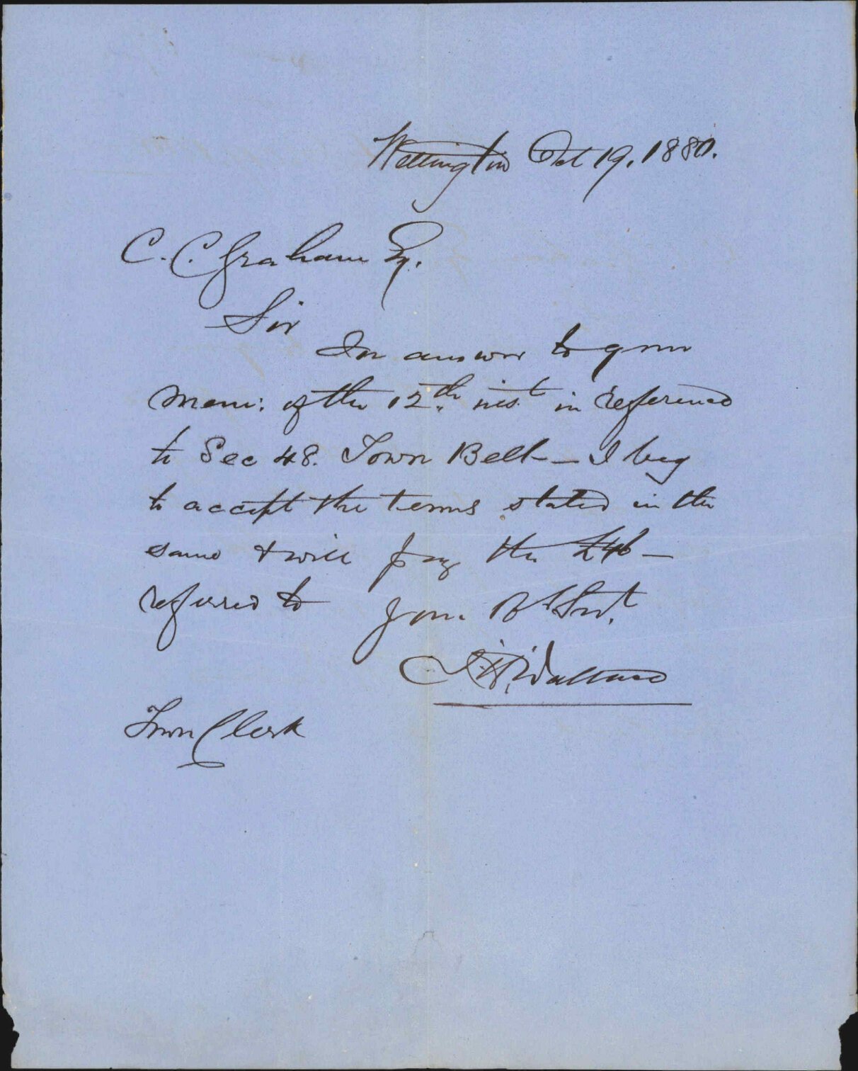 J H Wallace, arguing to pay &pound;46 in full of rent of Town Belt reserve