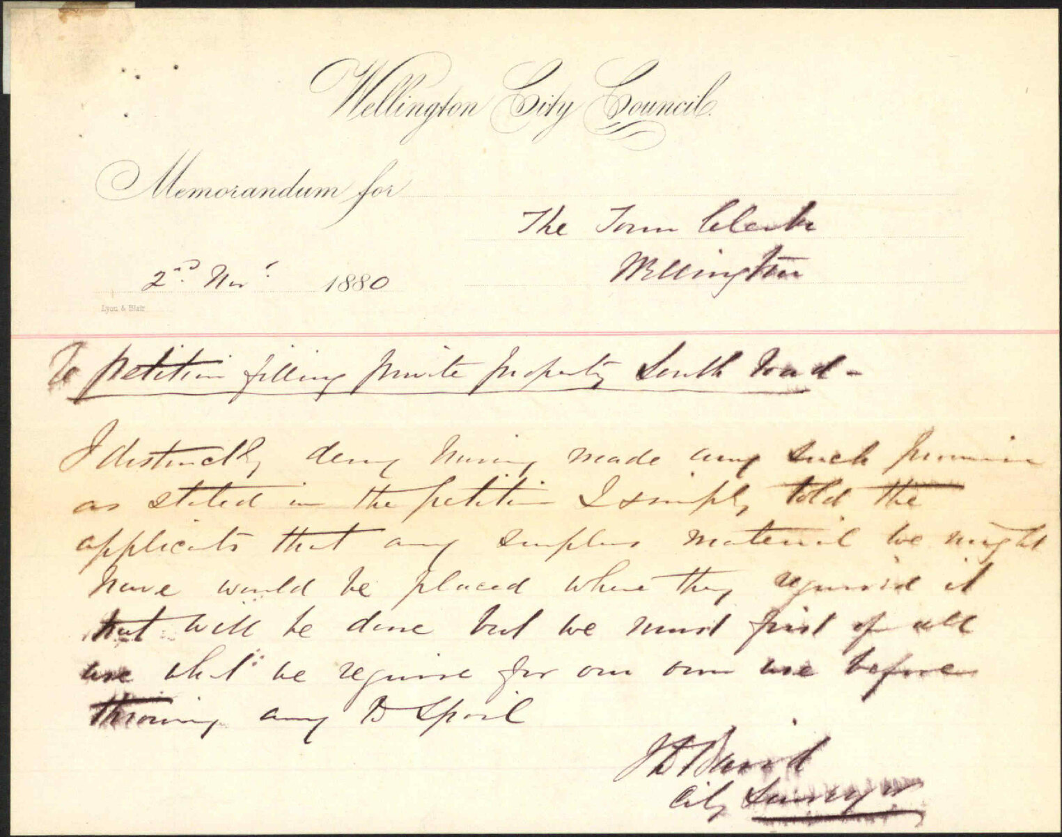 Petition, for filling in private property in South Road