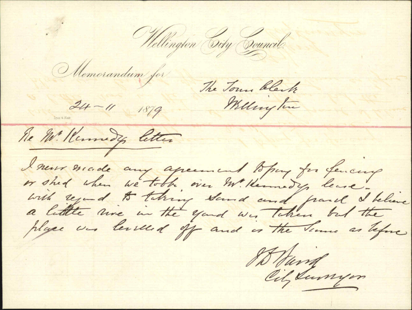 City Surveyor, Kennedy's land lease to Corporation