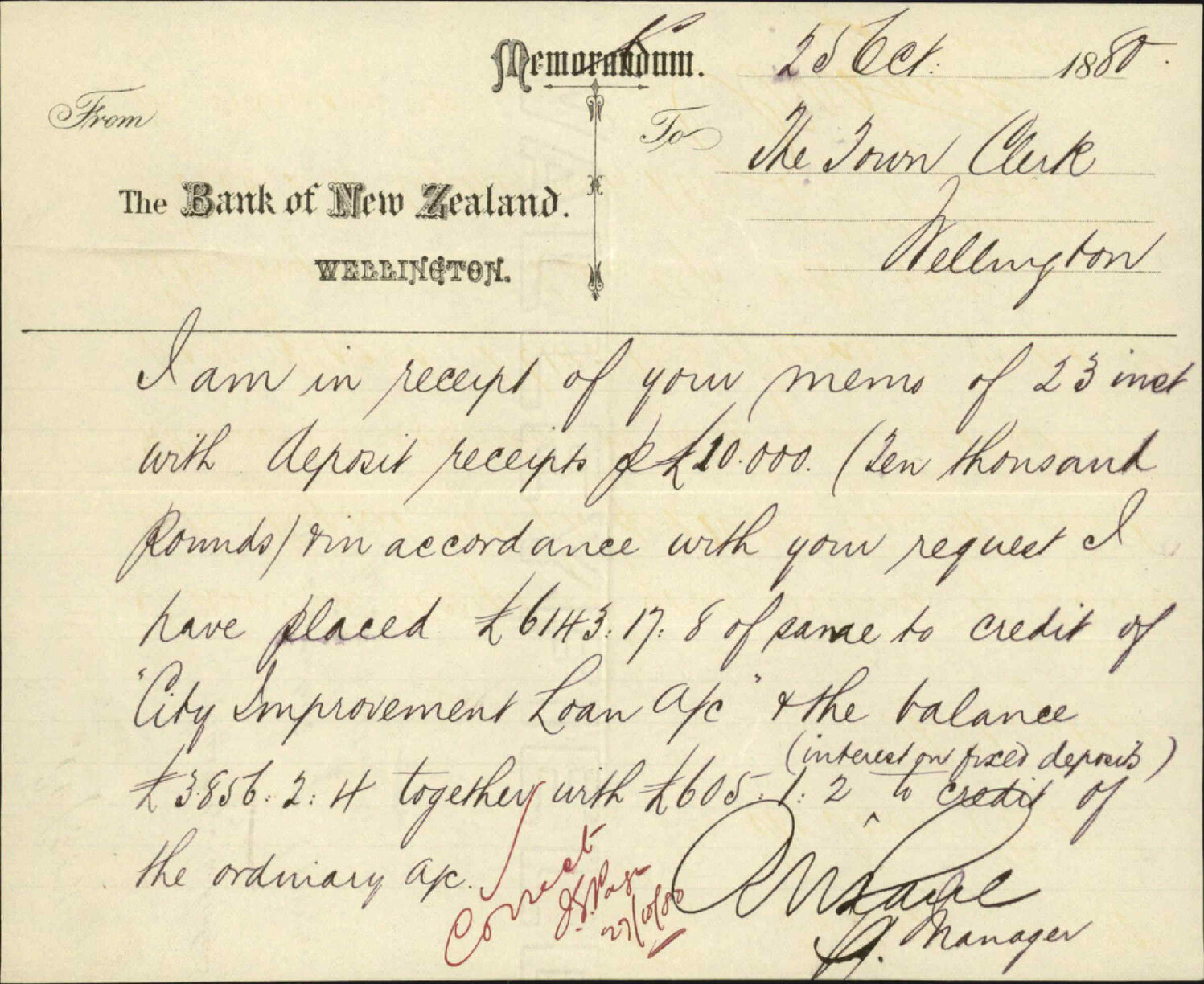 Bank of New Zealand, regarding allocation of &pound;10,000 deposit matured