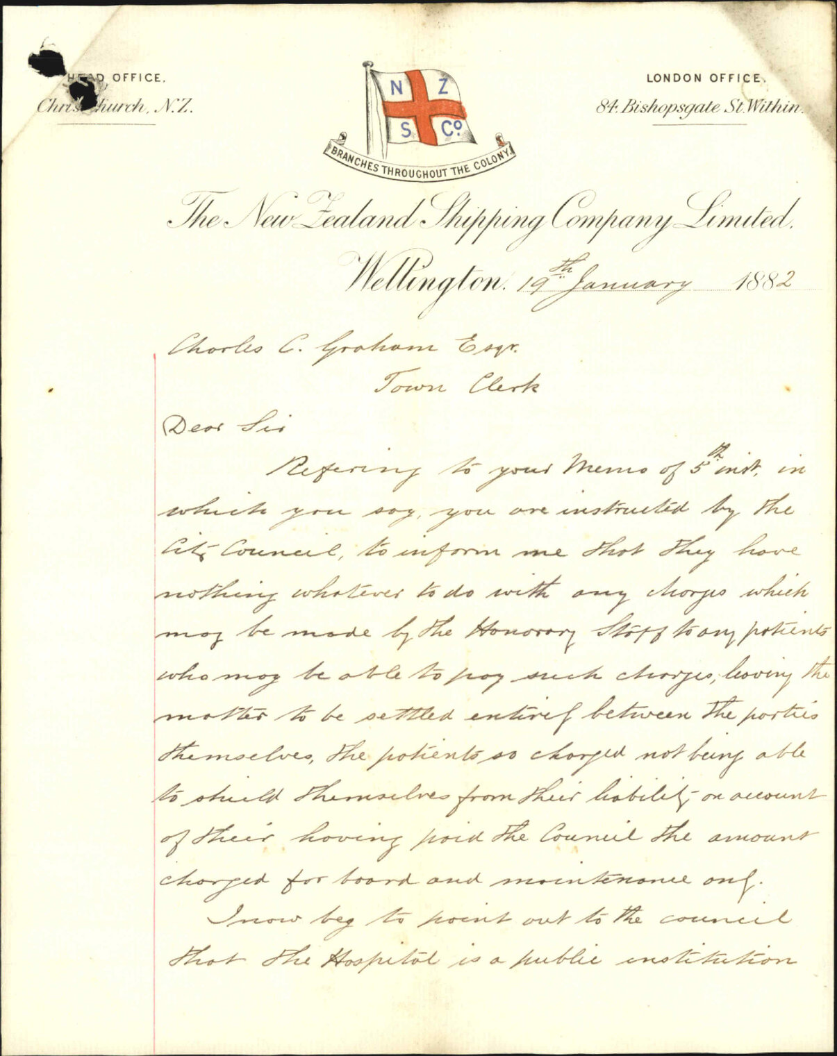 New Zealand Shipping Company, regarding payment of charges by hospital honorary staff