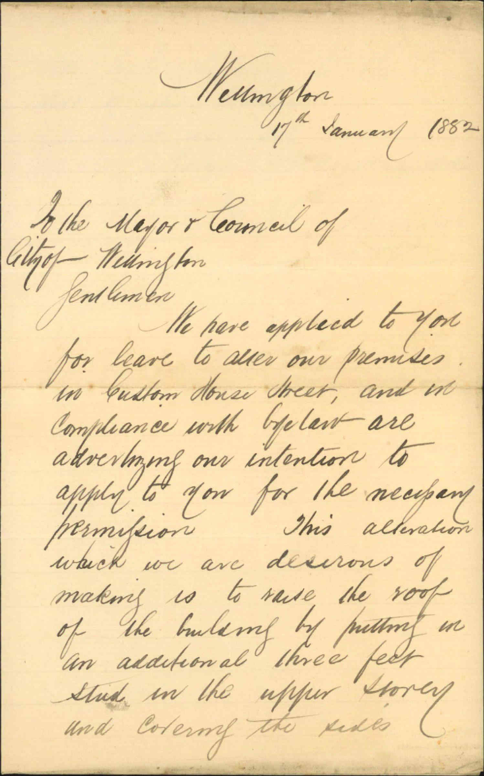J and H Barber, regarding alteration of premises in Willis Street