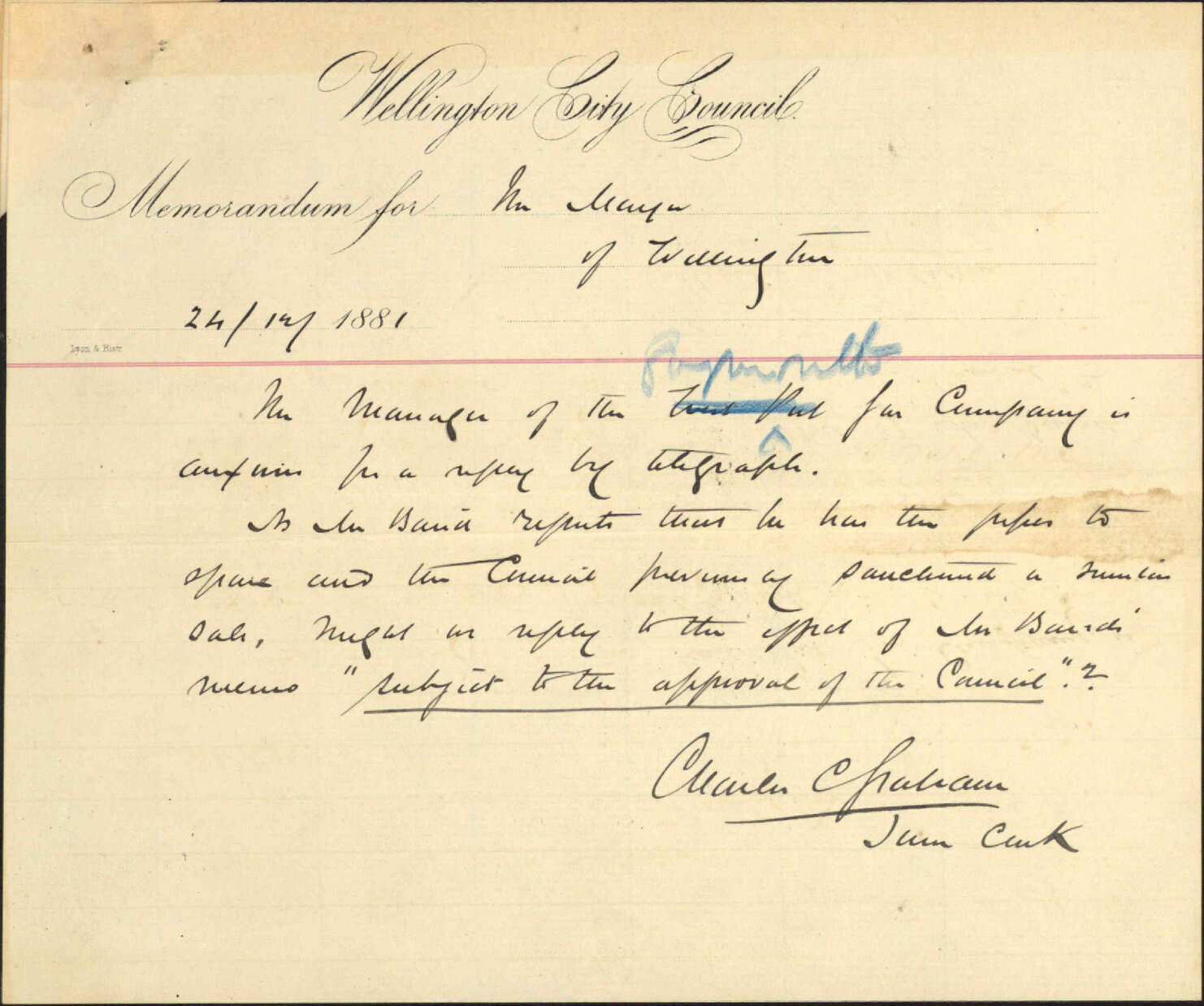 Greymouth Gas Company, regarding shipment of 6" water pipes
