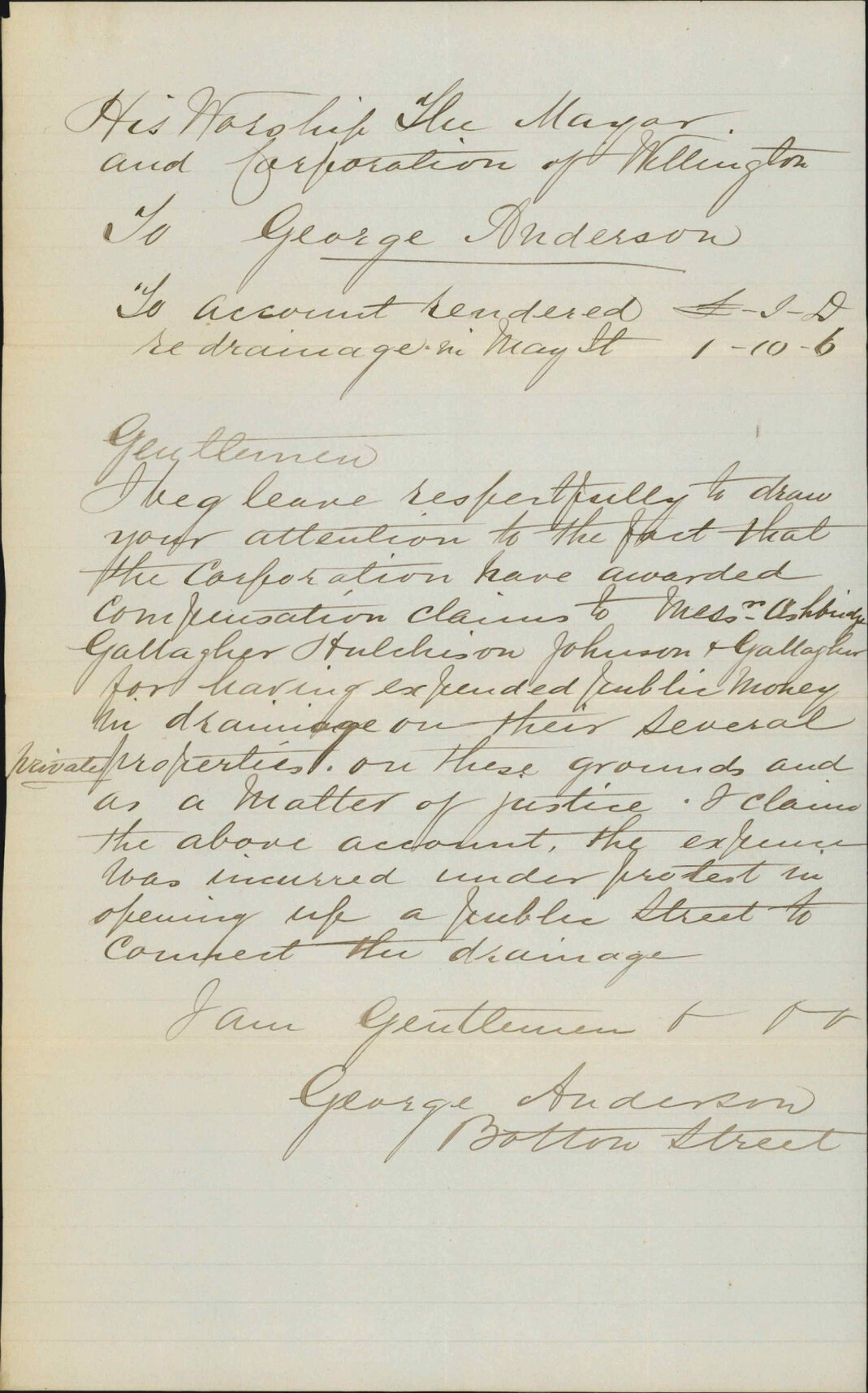 George Anderson, further to his old claim