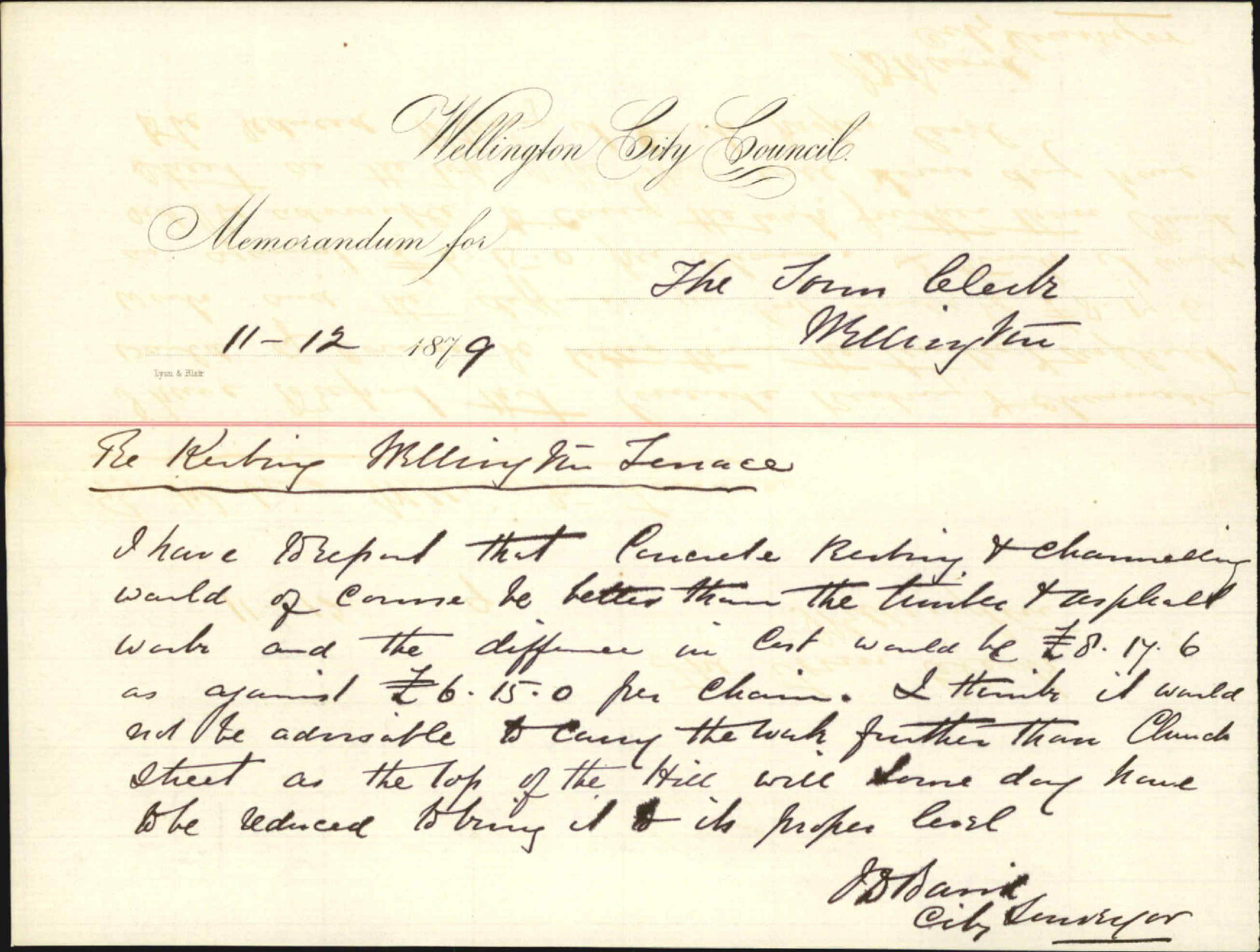 City Surveyor, renting Wellington Terrace