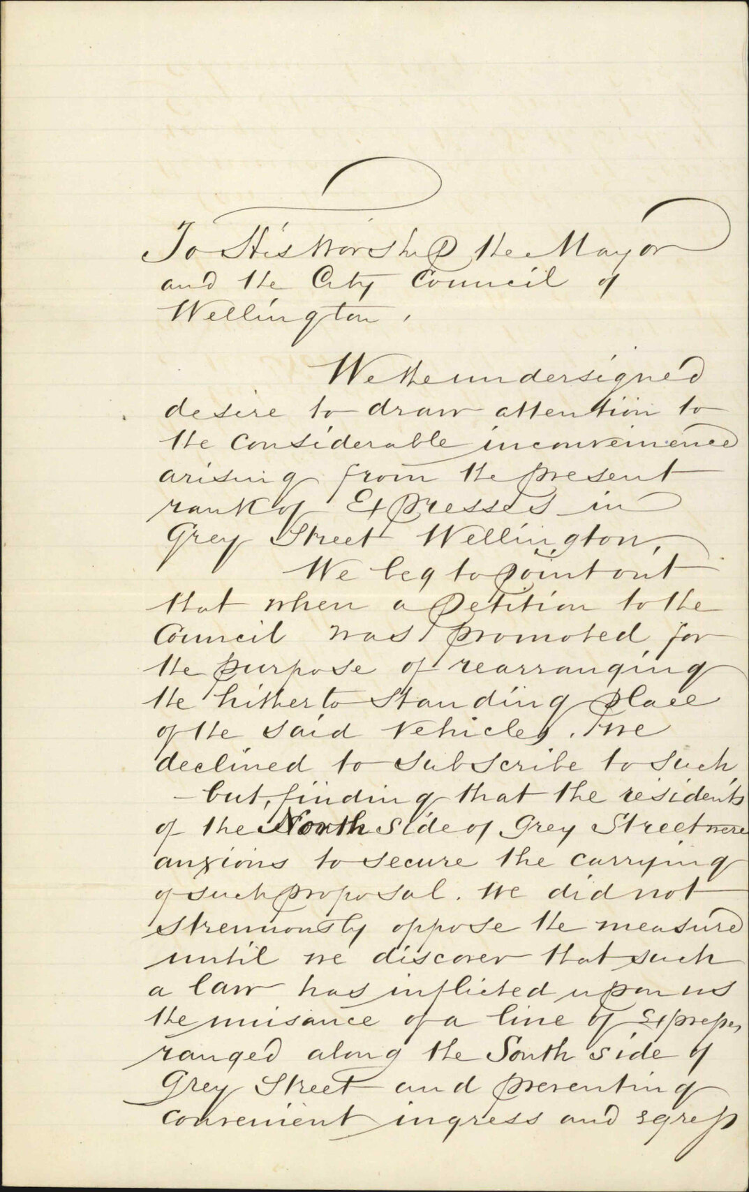 Joseph Vathan, complaint regarding express stand on Grey Street