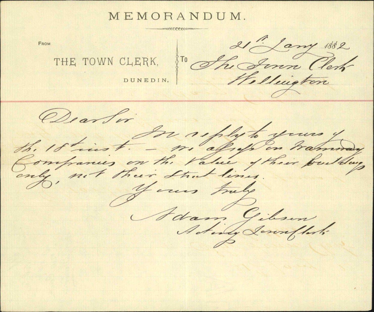 Town Clerk, Dunedin, regarding rating City Tramways line