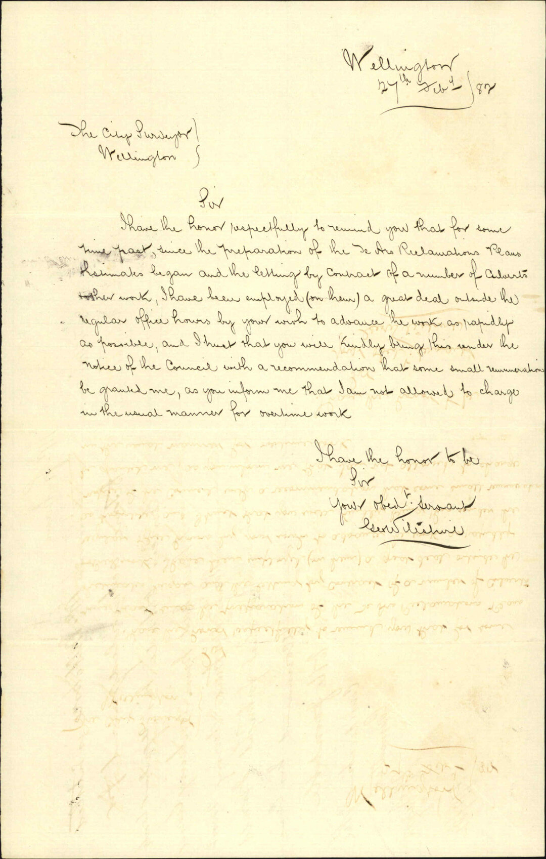 G Wiltshire, application for remuneration for extra services
