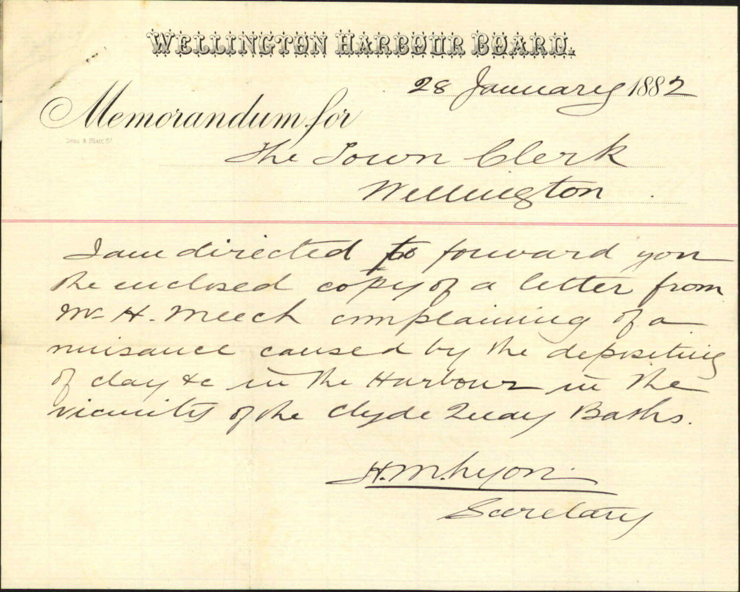 Wellington Harbour Board, complaint regarding deposits in harbour
