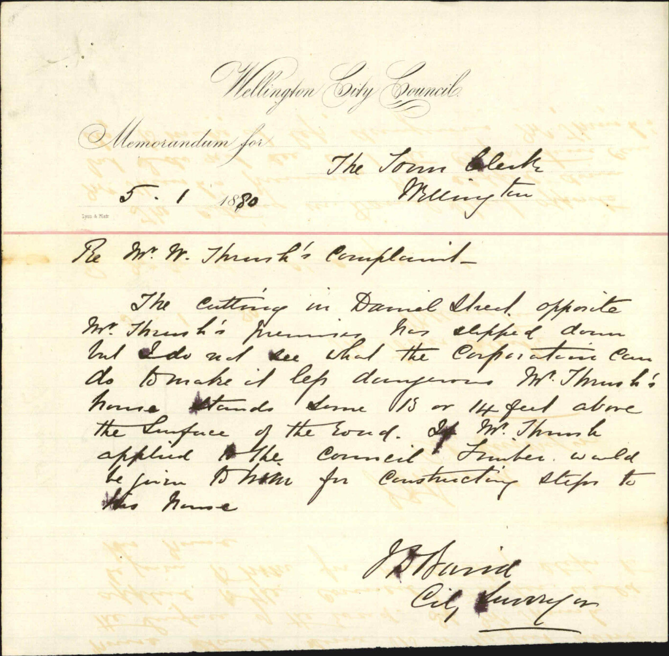 City Surveyor, regarding Mr W Thrush's complaint