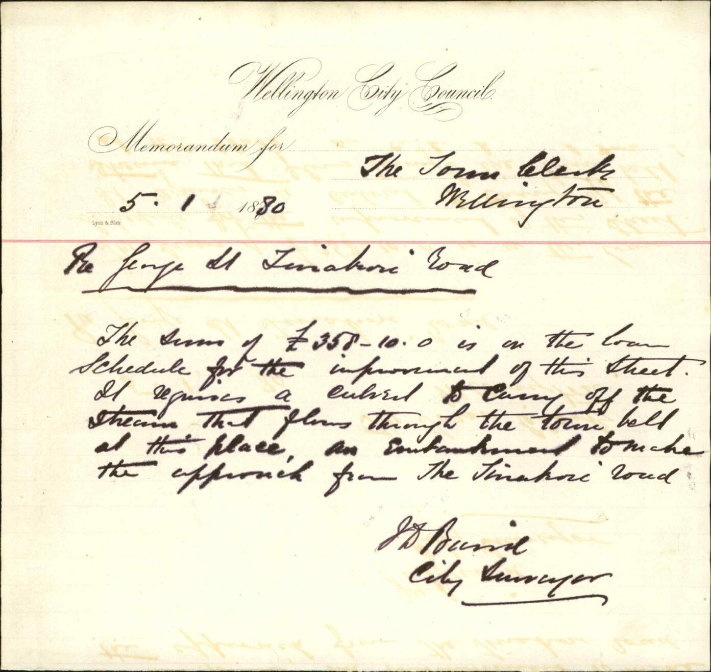 City Surveyor, report as to George Street and Tinakori Road