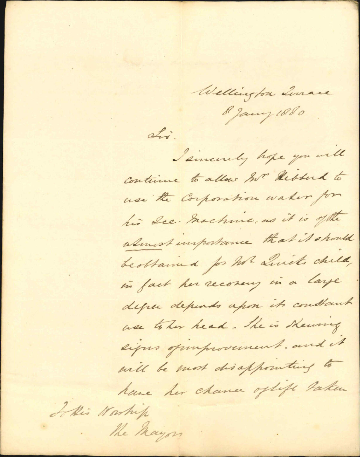 Dr Kemp, use of ice for Mr Luick's child, and water supply to Mr Hibberd's machine