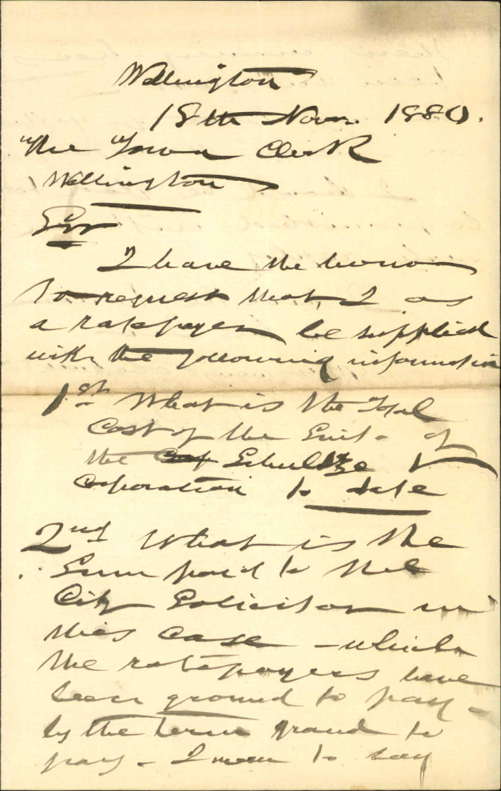 R E Bannister, asking for sundry information regarding Shultz v Corporation