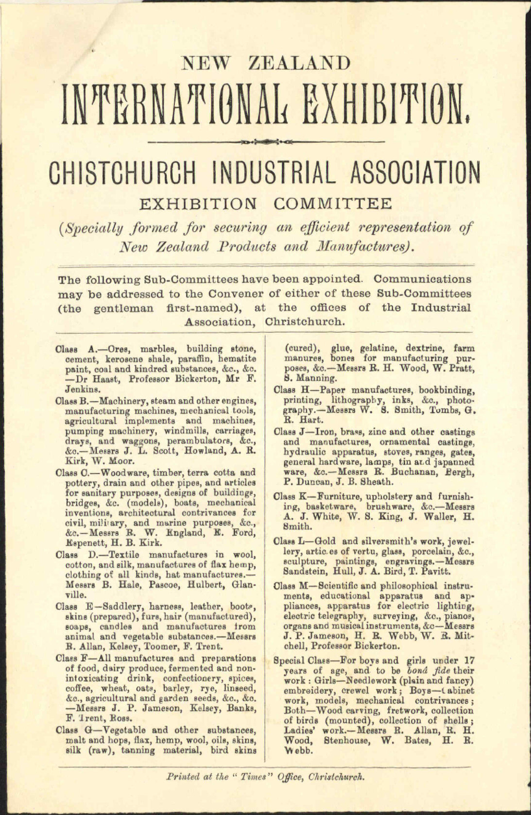 Christchurch Exhibition, asking cooperation of the Council
