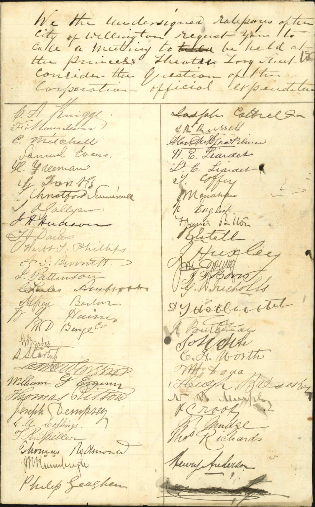 C A Knigges and others (petition), requesting Mayor to call a public meeting