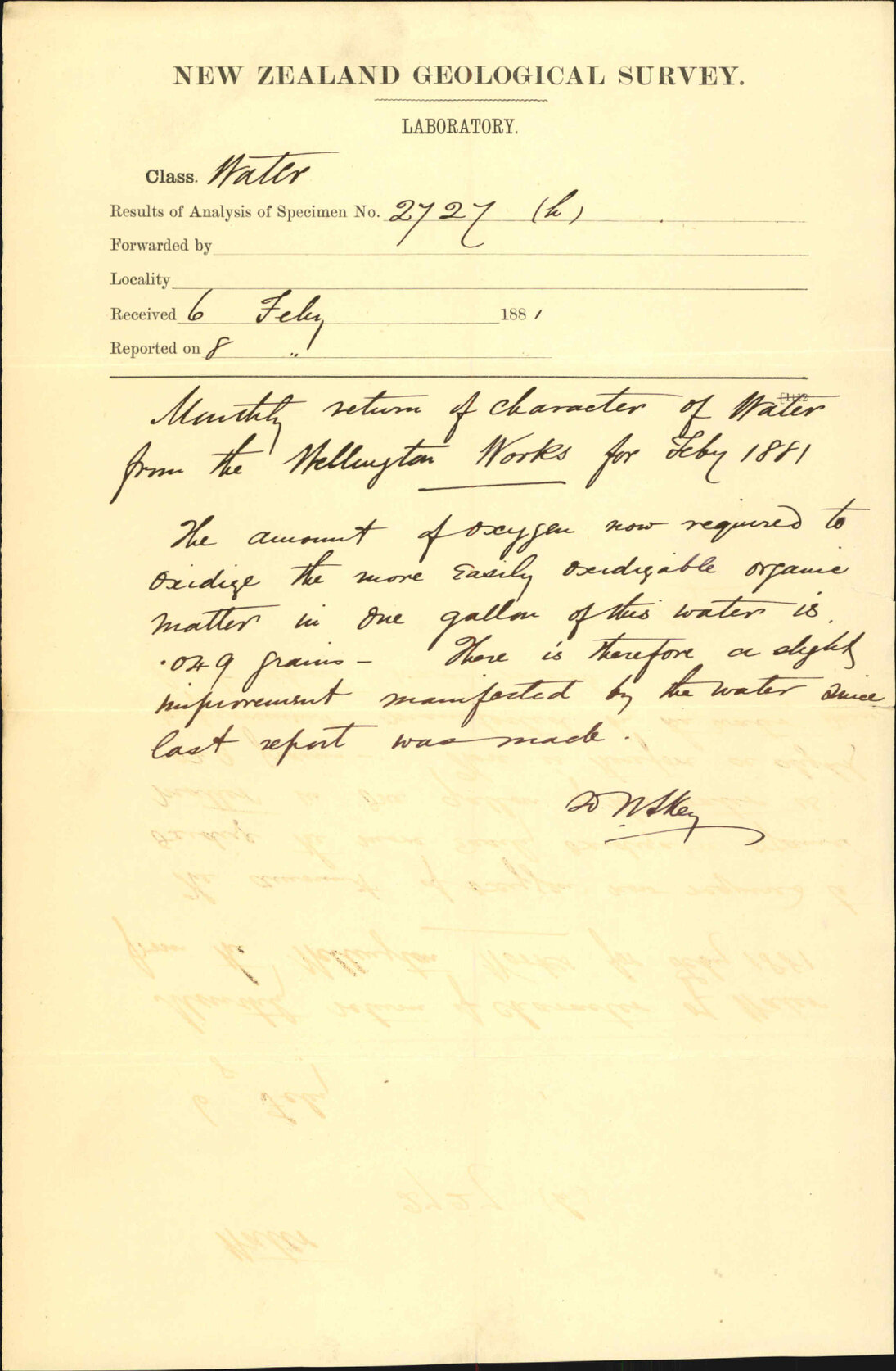 Colonial Museum, analysis of water