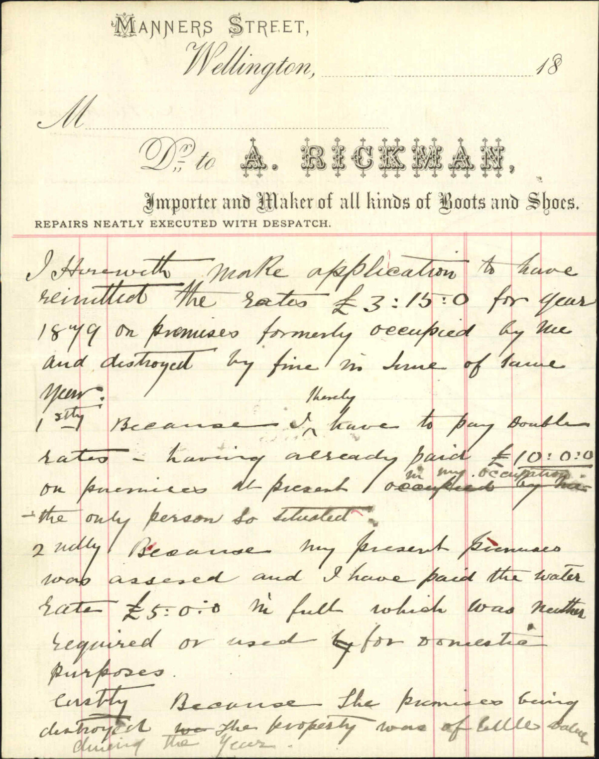 A Rickman, application for remission of rates