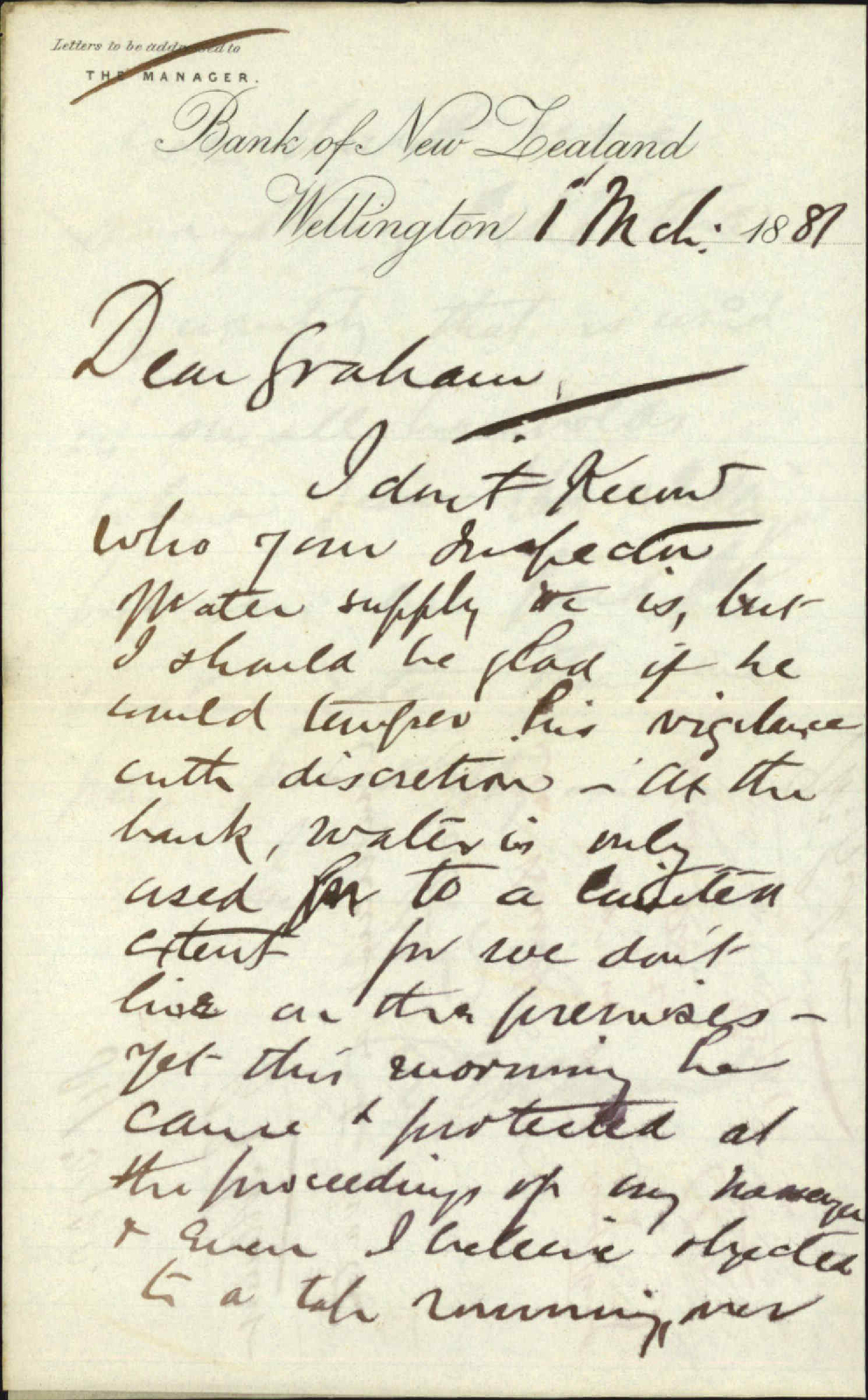 G E Tolhurst, complaint as to water inspector