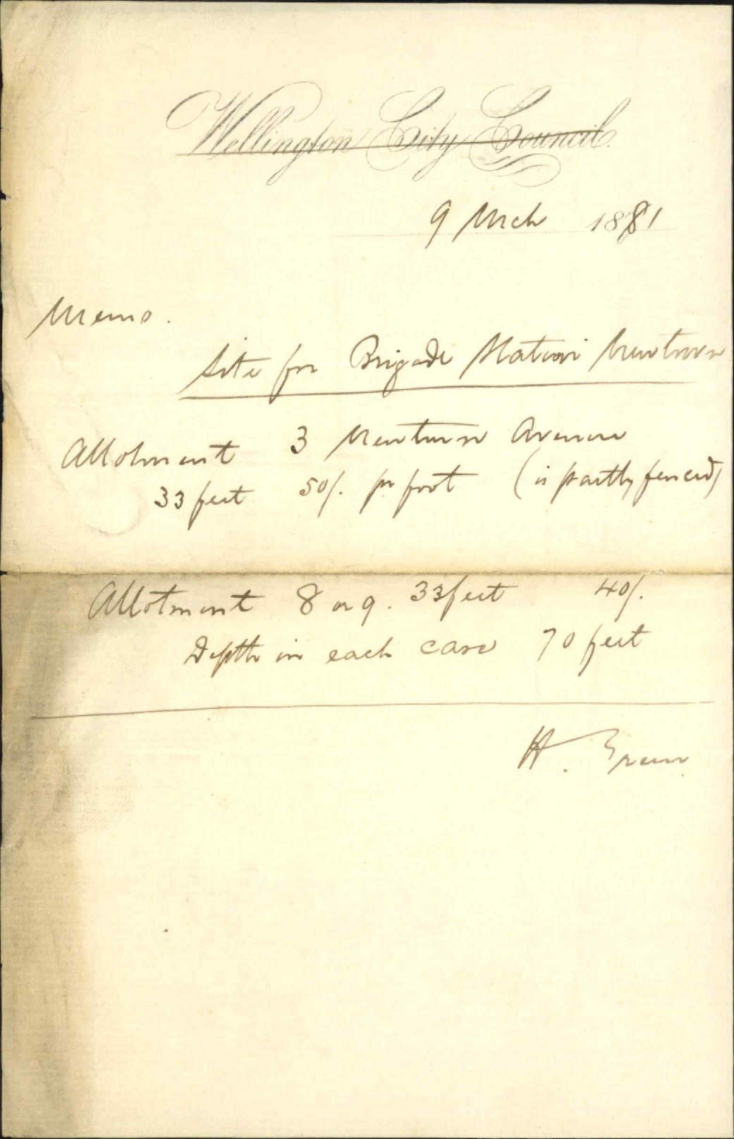 H Grun, offering site for Fire Station at Newtown